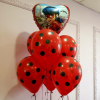 Красные в черный горох, шар воздушный с гелием, 30 см